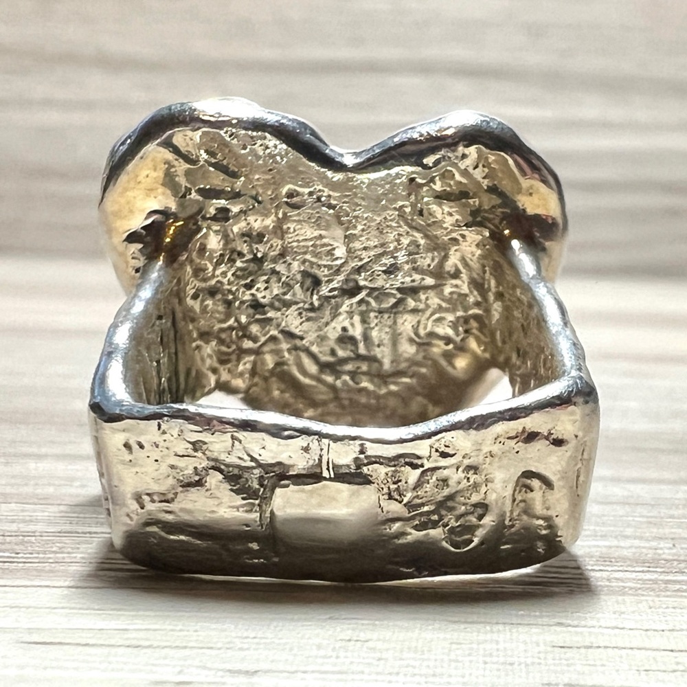Designer Peyote Bird Square Sterling Silver Turquoise Heart Ring, Size 4.5 - Picture 4 of 10